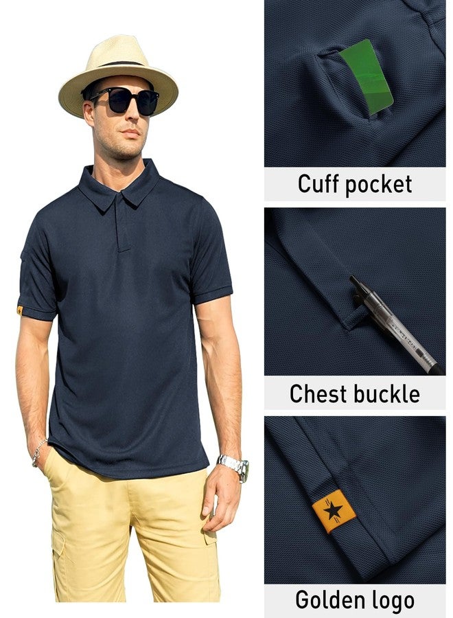 ZITY قميص بولو رجالي من ZITY بأكمام قصيرة، مناسب للرياضة والتكتيكات، مثالي للجولف والارتداء اليومي، بتصميم أنيق وياقة، متوفر باللون الكحلي، مقاس كبير. - Image 2